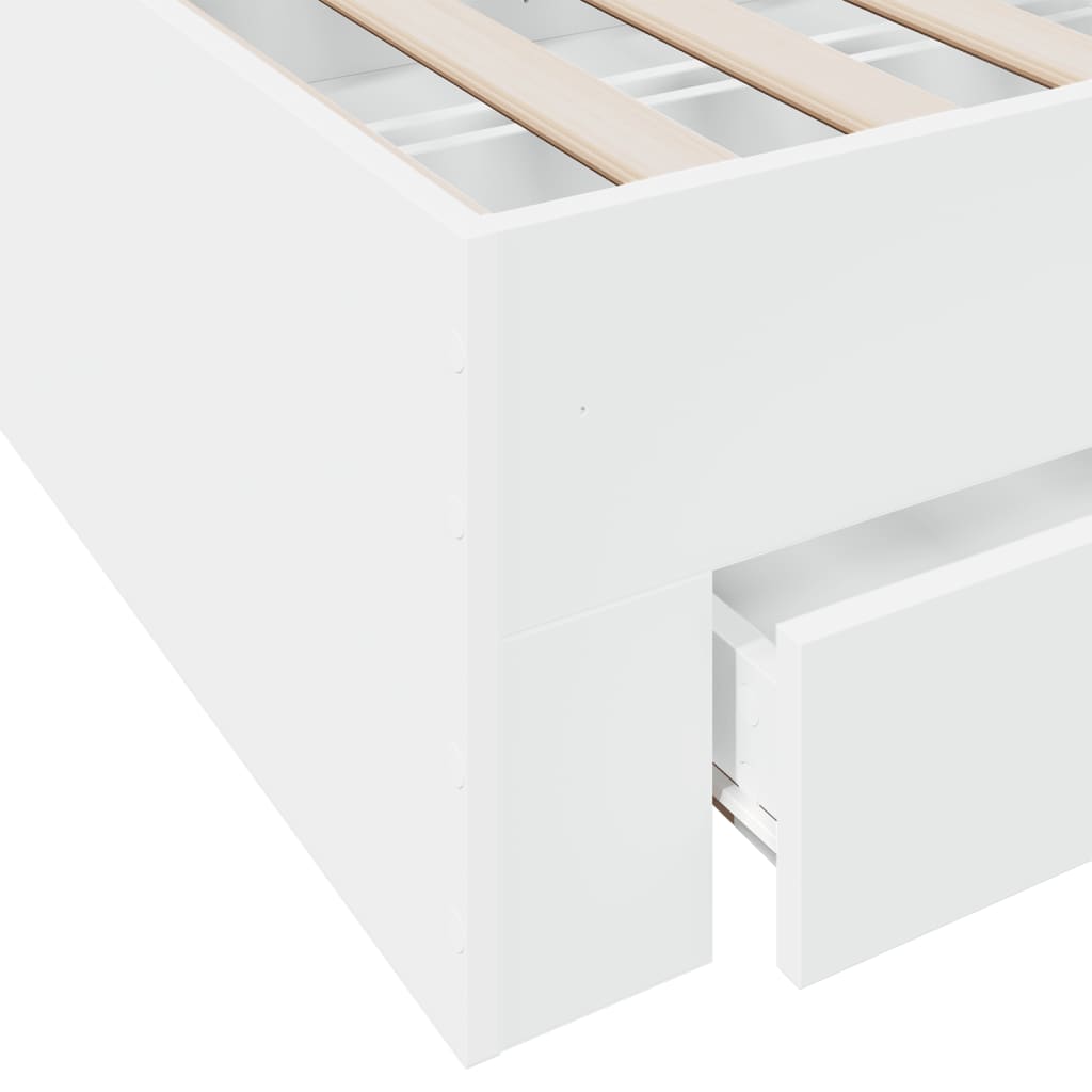 Bedframe met lades bewerkt hout wit 90x190 cm Bedden & bedframes | Creëer jouw Trendy Thuis | Gratis bezorgd & Retour | Trendy.nl