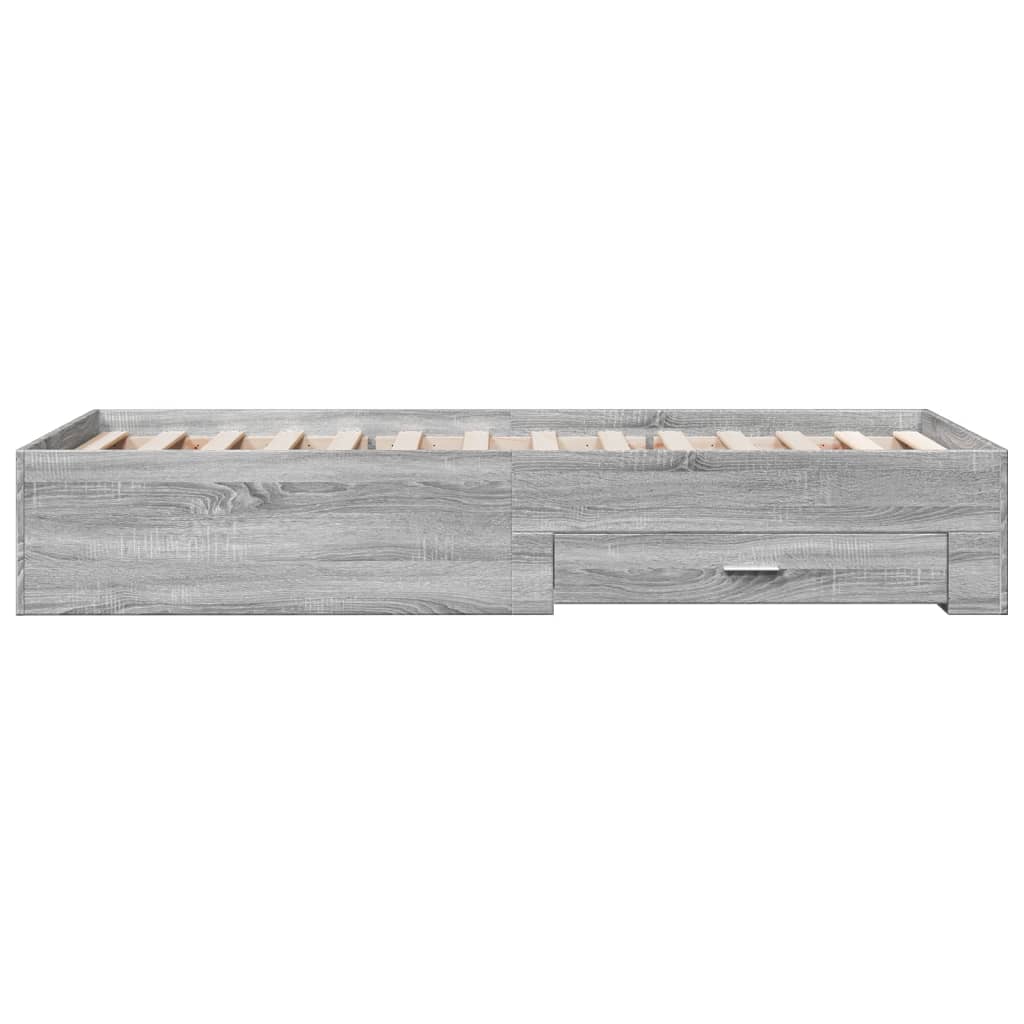 Bedframe met lades bewerkt hout grijs sonoma eiken 90x190 cm Bedden & bedframes | Creëer jouw Trendy Thuis | Gratis bezorgd & Retour | Trendy.nl