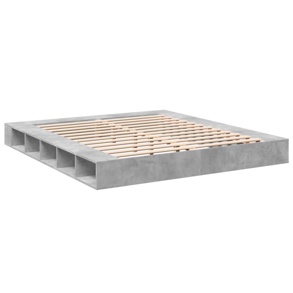 Bedframe bewerkt hout betongrijs 200x200 cm Bedden & bedframes | Creëer jouw Trendy Thuis | Gratis bezorgd & Retour | Trendy.nl