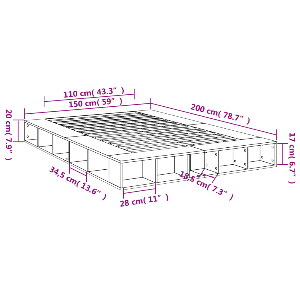 Bedframe bewerkt hout wit 150x200 cm Bedden & bedframes | Creëer jouw Trendy Thuis | Gratis bezorgd & Retour | Trendy.nl