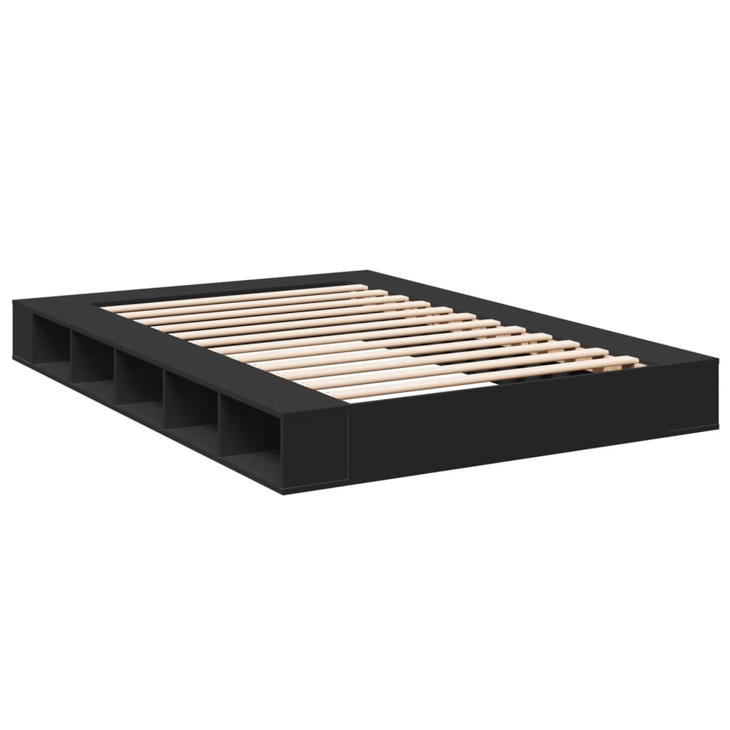 Bedframe bewerkt hout zwart 150x200 cm Bedden & bedframes | Creëer jouw Trendy Thuis | Gratis bezorgd & Retour | Trendy.nl