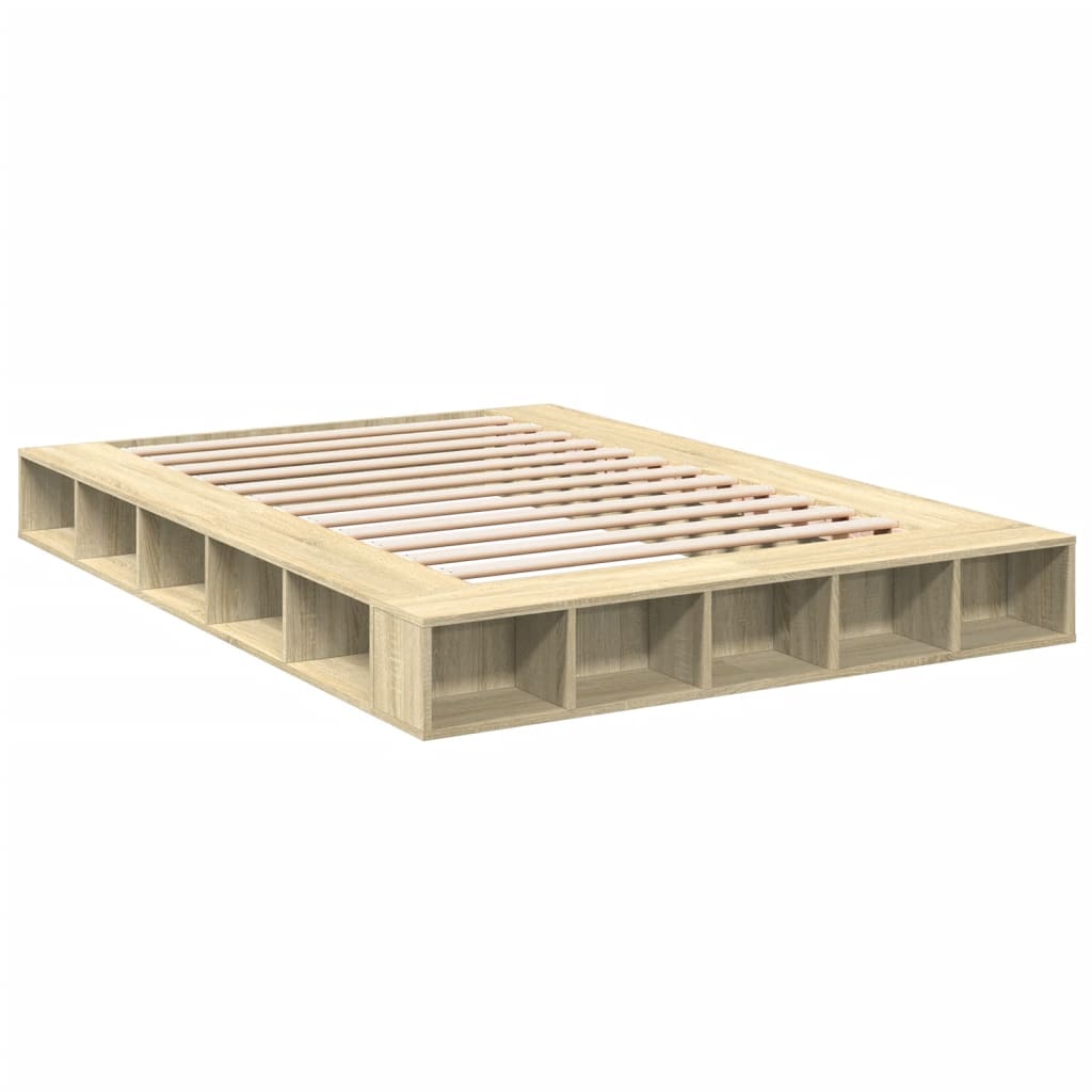 Bedframe bewerkt hout sonoma eikenkleurig 150x200 cm Bedden & bedframes | Creëer jouw Trendy Thuis | Gratis bezorgd & Retour | Trendy.nl