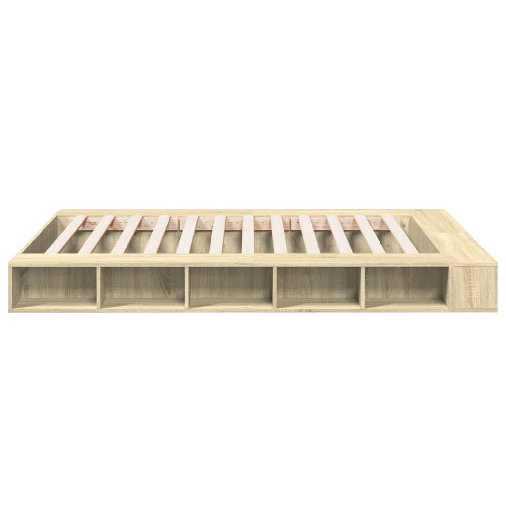 Bedframe bewerkt hout sonoma eikenkleurig 150x200 cm Bedden & bedframes | Creëer jouw Trendy Thuis | Gratis bezorgd & Retour | Trendy.nl