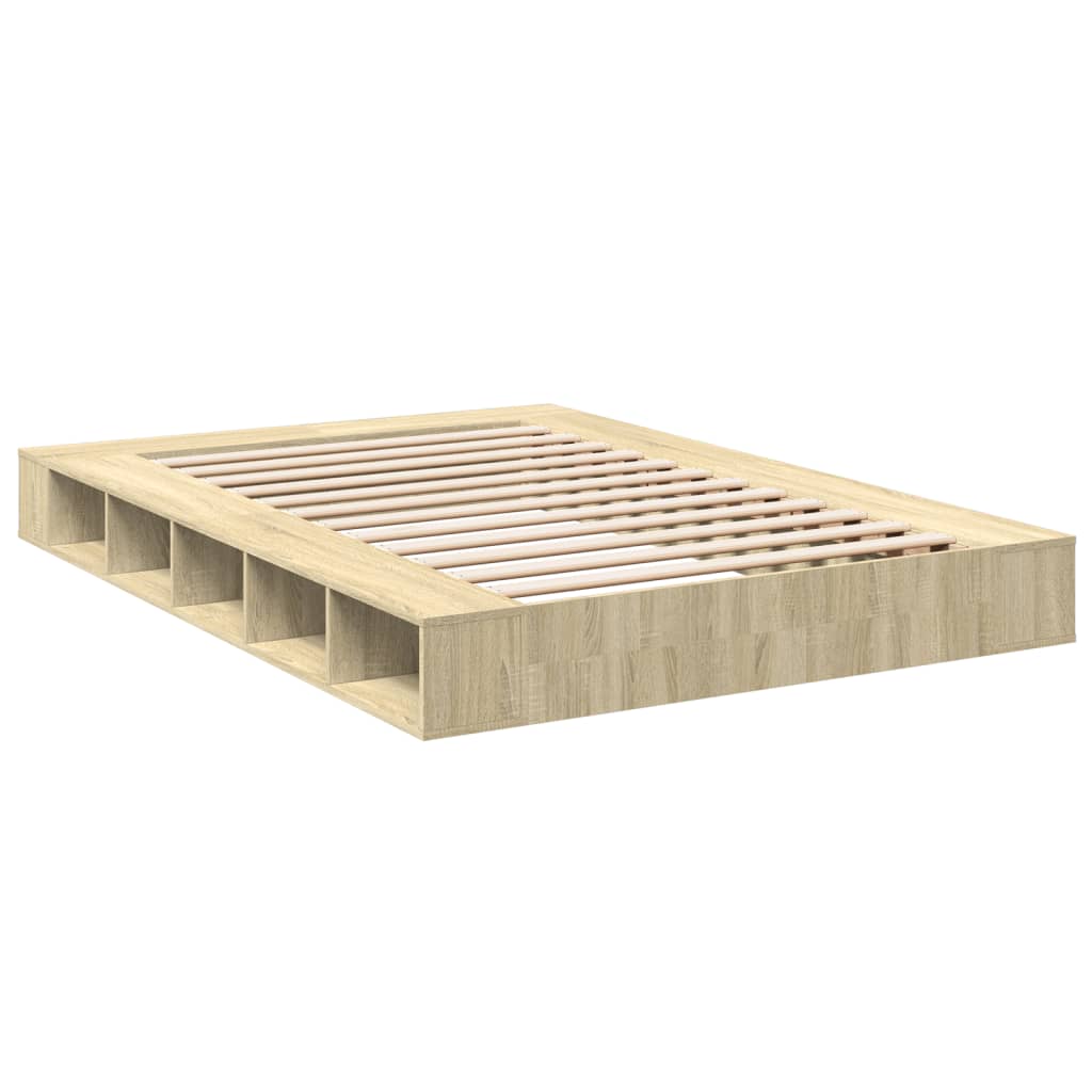 Bedframe bewerkt hout sonoma eikenkleurig 150x200 cm Bedden & bedframes | Creëer jouw Trendy Thuis | Gratis bezorgd & Retour | Trendy.nl