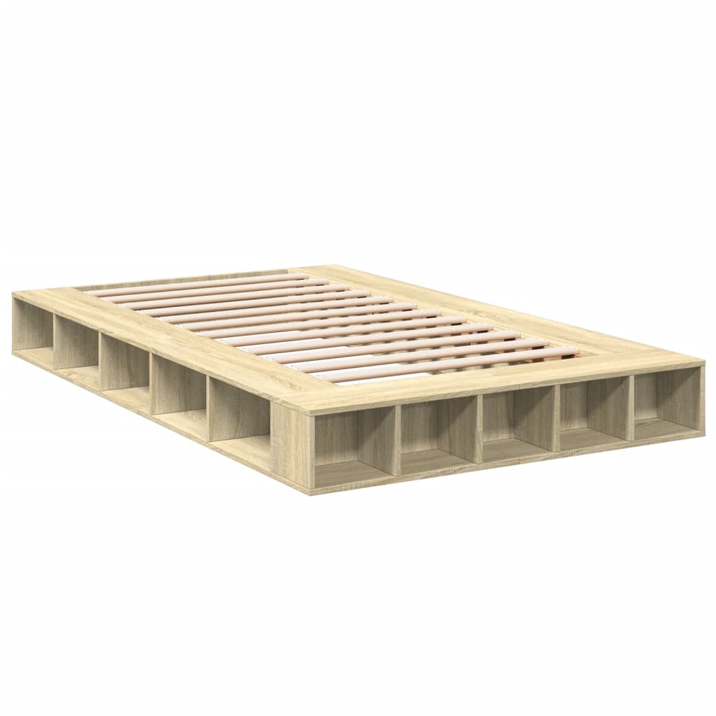 Bedframe bewerkt hout sonoma eikenkleurig 120x200 cm Bedden & bedframes | Creëer jouw Trendy Thuis | Gratis bezorgd & Retour | Trendy.nl