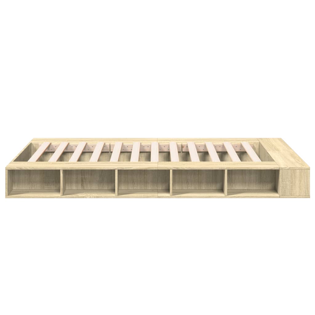 Bedframe bewerkt hout sonoma eikenkleurig 120x200 cm Bedden & bedframes | Creëer jouw Trendy Thuis | Gratis bezorgd & Retour | Trendy.nl