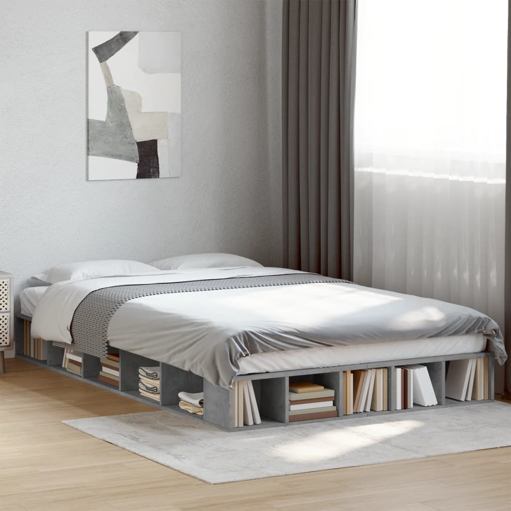 Bedframe bewerkt hout betongrijs 120x200 cm Bedden & bedframes | Creëer jouw Trendy Thuis | Gratis bezorgd & Retour | Trendy.nl