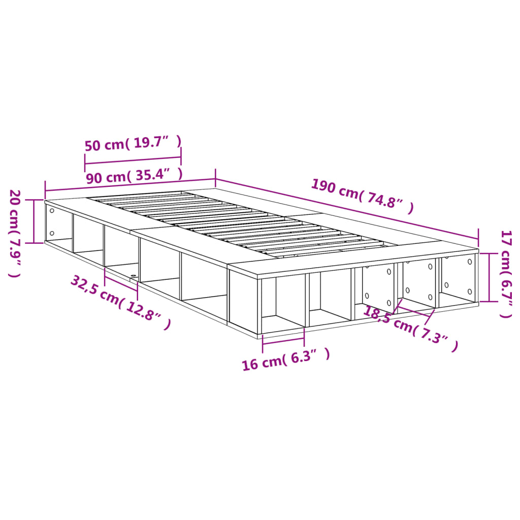 Bedframe bewerkt hout wit 90x190 cm Bedden & bedframes | Creëer jouw Trendy Thuis | Gratis bezorgd & Retour | Trendy.nl