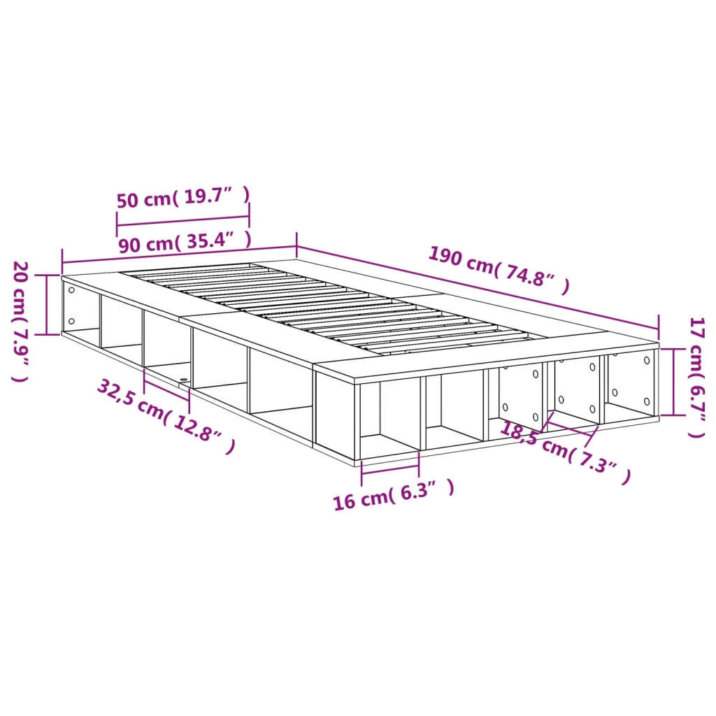 Bedframe bewerkt hout zwart 90x190 cm Bedden & bedframes | Creëer jouw Trendy Thuis | Gratis bezorgd & Retour | Trendy.nl