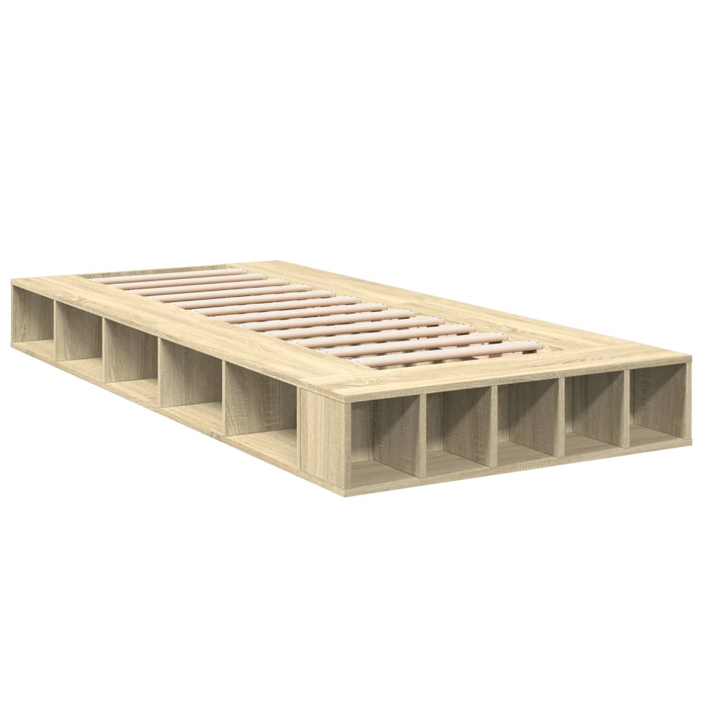 Bedframe bewerkt hout sonoma eikenkleurig 90x190 cm Bedden & bedframes | Creëer jouw Trendy Thuis | Gratis bezorgd & Retour | Trendy.nl