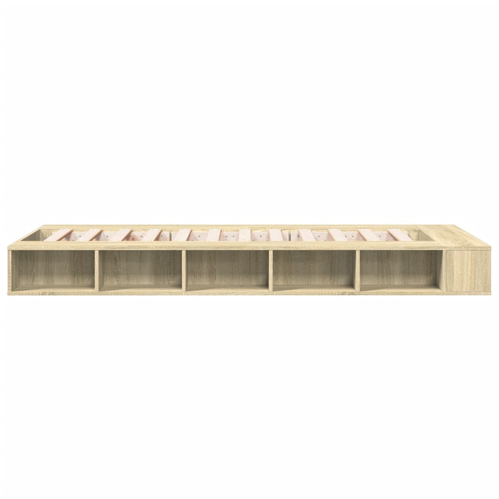 Bedframe bewerkt hout sonoma eikenkleurig 90x190 cm Bedden & bedframes | Creëer jouw Trendy Thuis | Gratis bezorgd & Retour | Trendy.nl