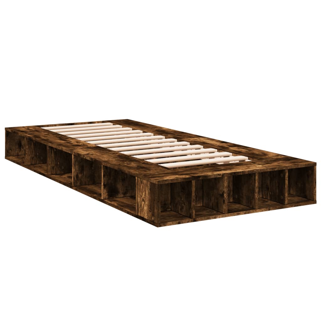 Bedframe bewerkt hout gerookt eikenkleurig 90x190 cm Bedden & bedframes | Creëer jouw Trendy Thuis | Gratis bezorgd & Retour | Trendy.nl