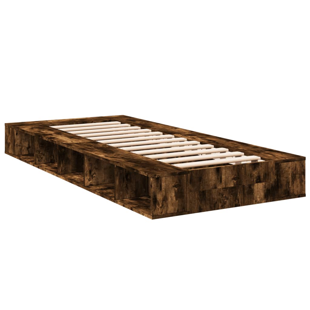 Bedframe bewerkt hout gerookt eikenkleurig 90x190 cm Bedden & bedframes | Creëer jouw Trendy Thuis | Gratis bezorgd & Retour | Trendy.nl