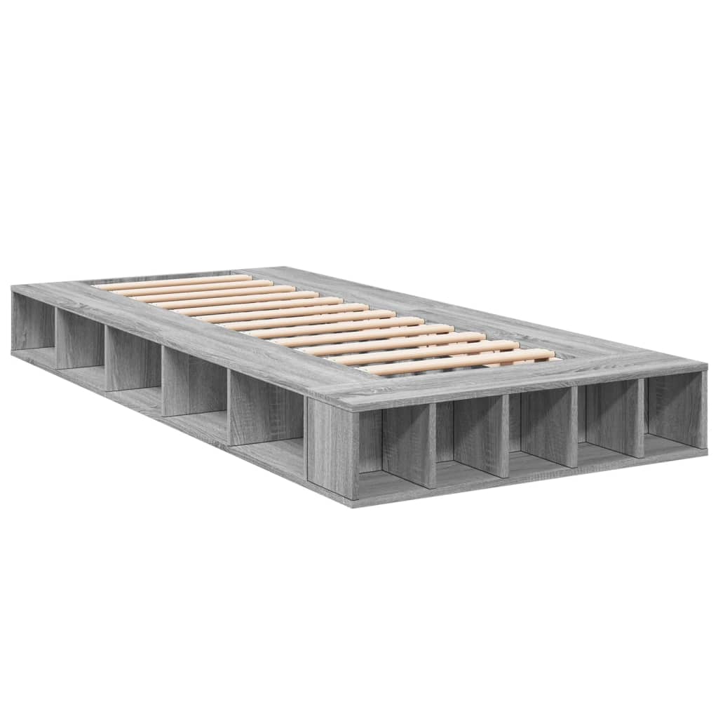 Bedframe bewerkt hout grijs sonoma eikenkleurig 90x190 cm Bedden & bedframes | Creëer jouw Trendy Thuis | Gratis bezorgd & Retour | Trendy.nl