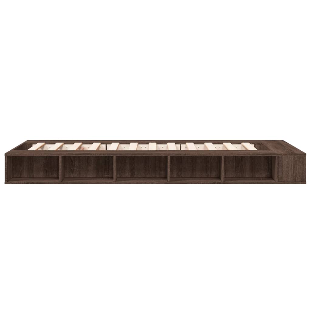 Bedframe bewerkt hout bruin eikenkleur 90x190 cm Bedden & bedframes | Creëer jouw Trendy Thuis | Gratis bezorgd & Retour | Trendy.nl