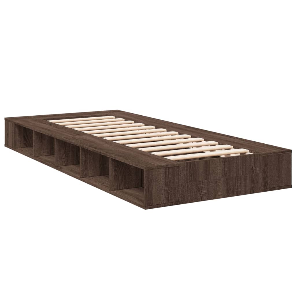 Bedframe bewerkt hout bruin eikenkleur 90x190 cm Bedden & bedframes | Creëer jouw Trendy Thuis | Gratis bezorgd & Retour | Trendy.nl