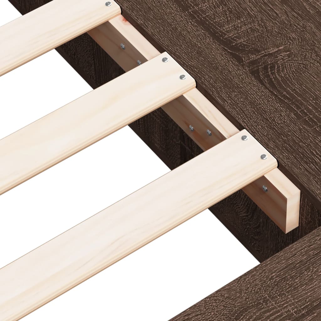 Bedframe bewerkt hout bruin eikenkleur 90x190 cm Bedden & bedframes | Creëer jouw Trendy Thuis | Gratis bezorgd & Retour | Trendy.nl