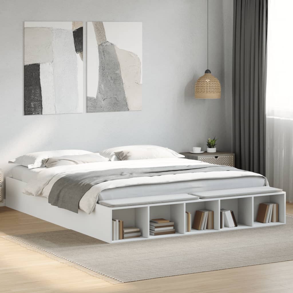 Bedframe massief hout wit 200x200 cm Bedden & bedframes | Creëer jouw Trendy Thuis | Gratis bezorgd & Retour | Trendy.nl