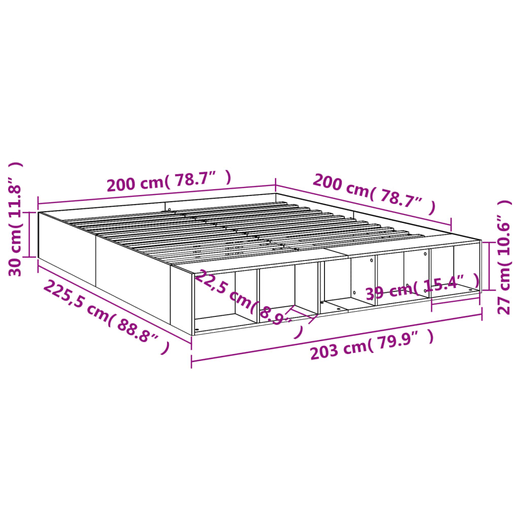 Bedframe massief hout wit 200x200 cm Bedden & bedframes | Creëer jouw Trendy Thuis | Gratis bezorgd & Retour | Trendy.nl