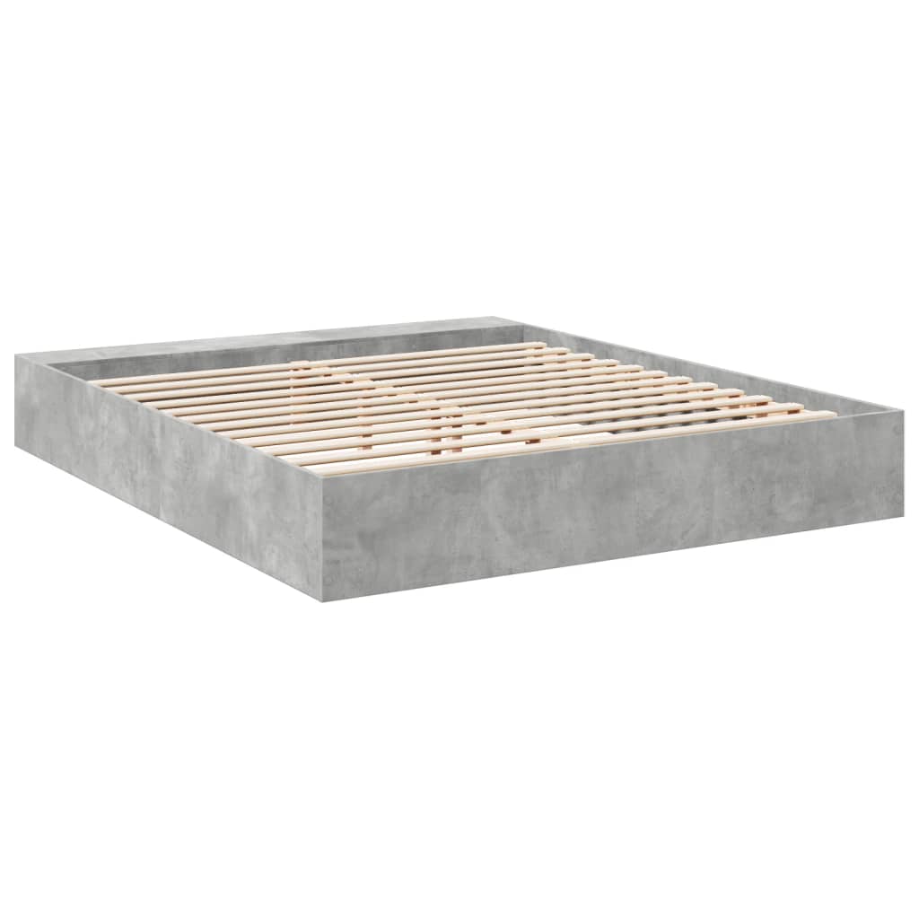 Bedframe bewerkt hout betongrijs 200x200 cm Bedden & bedframes | Creëer jouw Trendy Thuis | Gratis bezorgd & Retour | Trendy.nl