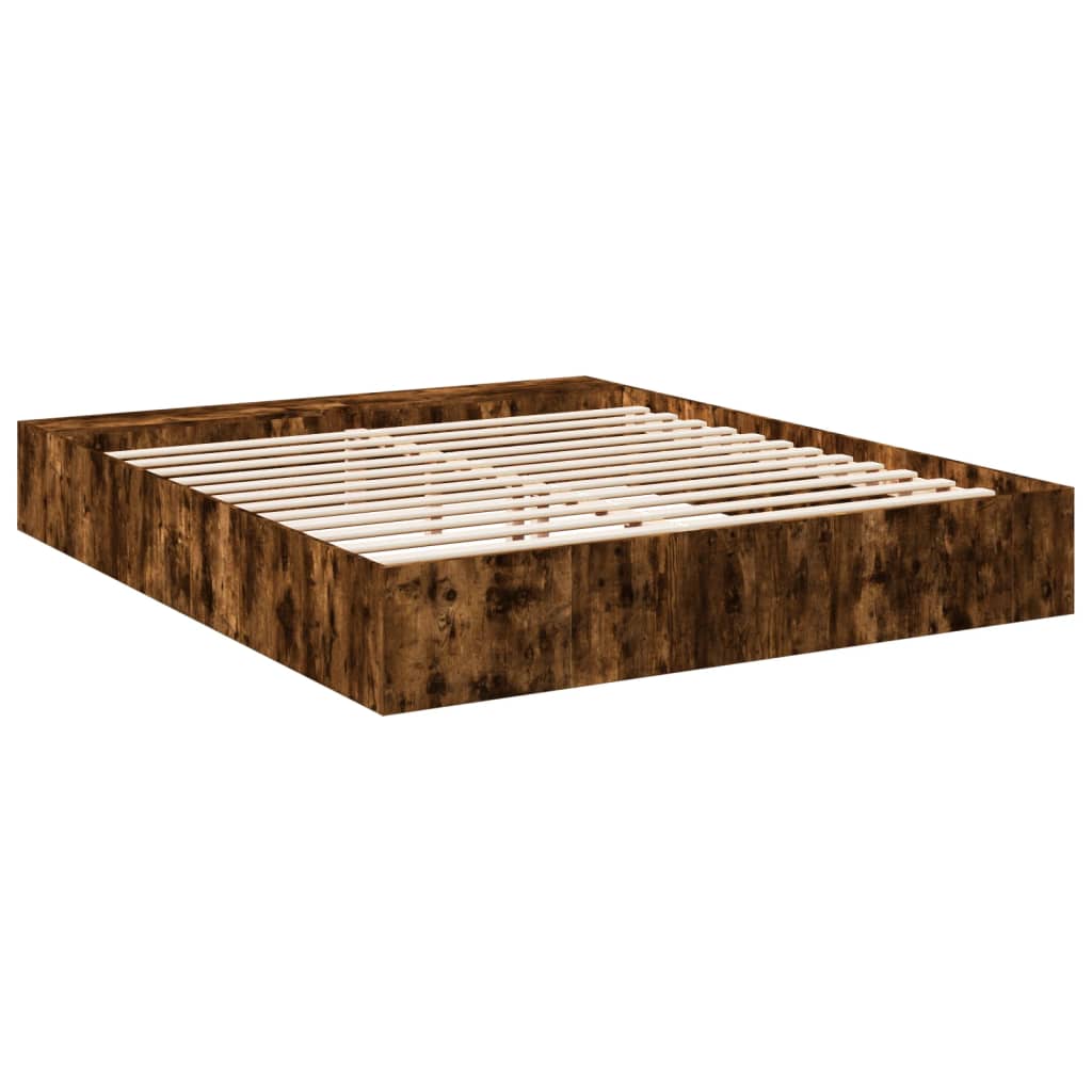 Bedframe bewerkt hout gerookt eikenkleurig 200x200 cm Bedden & bedframes | Creëer jouw Trendy Thuis | Gratis bezorgd & Retour | Trendy.nl