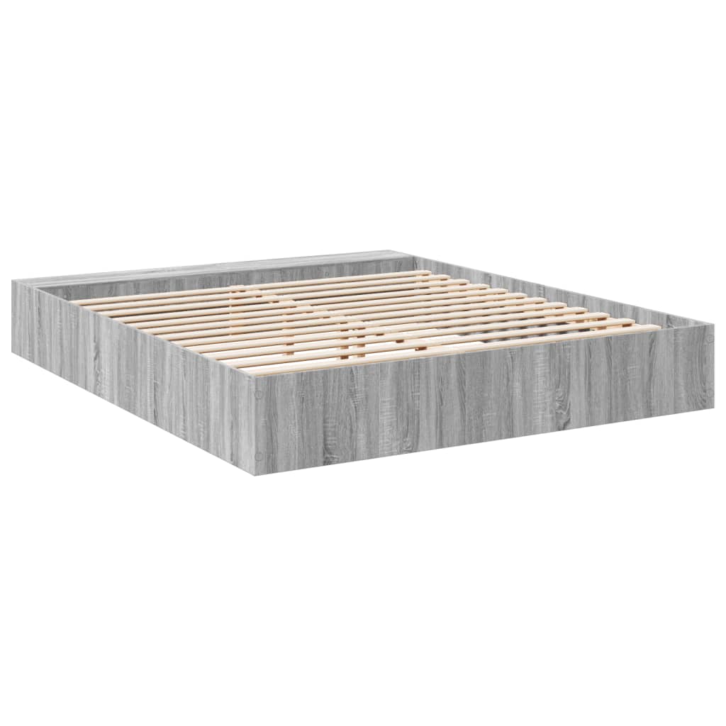 Bedframe bewerkt hout grijs sonoma eikenkleurig 200x200 cm Bedden & bedframes | Creëer jouw Trendy Thuis | Gratis bezorgd & Retour | Trendy.nl