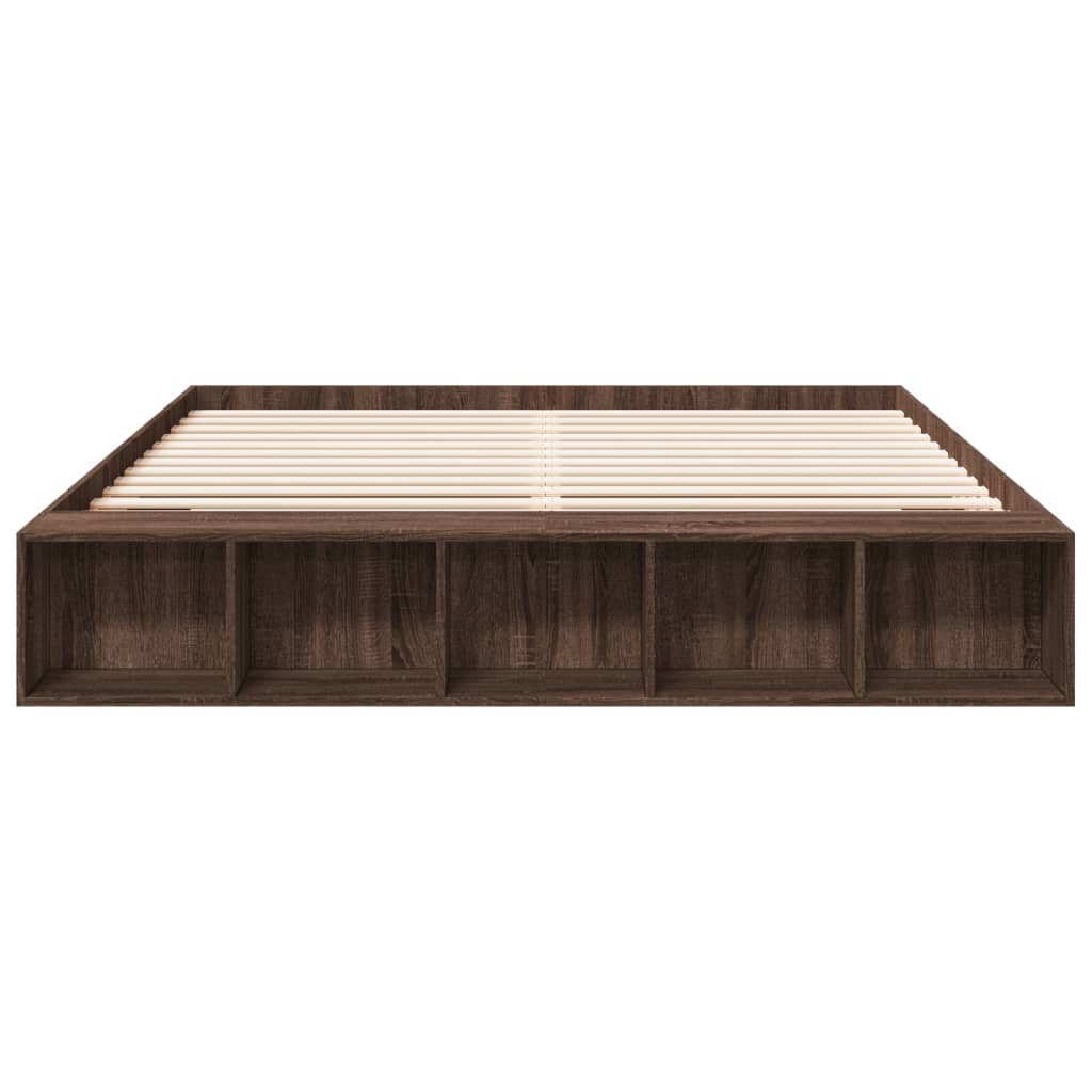 Bedframe bewerkt hout bruin eikenkleur 200x200 cm Bedden & bedframes | Creëer jouw Trendy Thuis | Gratis bezorgd & Retour | Trendy.nl