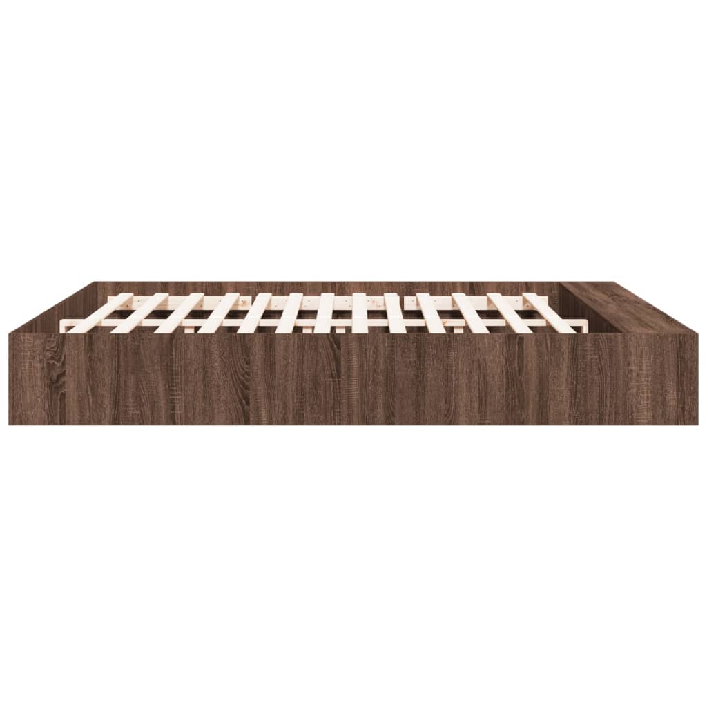 Bedframe bewerkt hout bruin eikenkleur 200x200 cm Bedden & bedframes | Creëer jouw Trendy Thuis | Gratis bezorgd & Retour | Trendy.nl