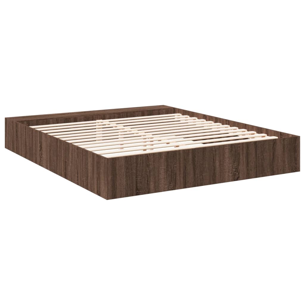 Bedframe bewerkt hout bruin eikenkleur 200x200 cm Bedden & bedframes | Creëer jouw Trendy Thuis | Gratis bezorgd & Retour | Trendy.nl