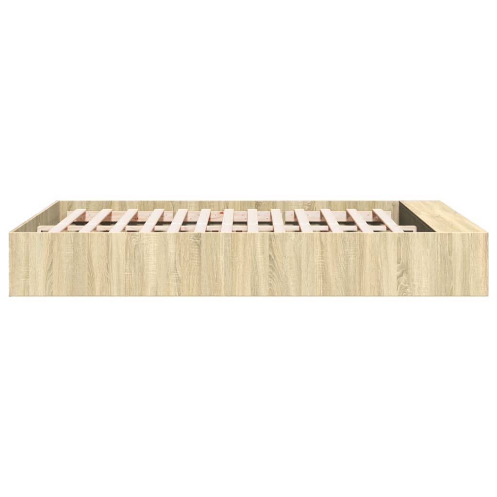 Bedframe bewerkt hout sonoma eikenkleurig 140x200 cm Bedden & bedframes | Creëer jouw Trendy Thuis | Gratis bezorgd & Retour | Trendy.nl