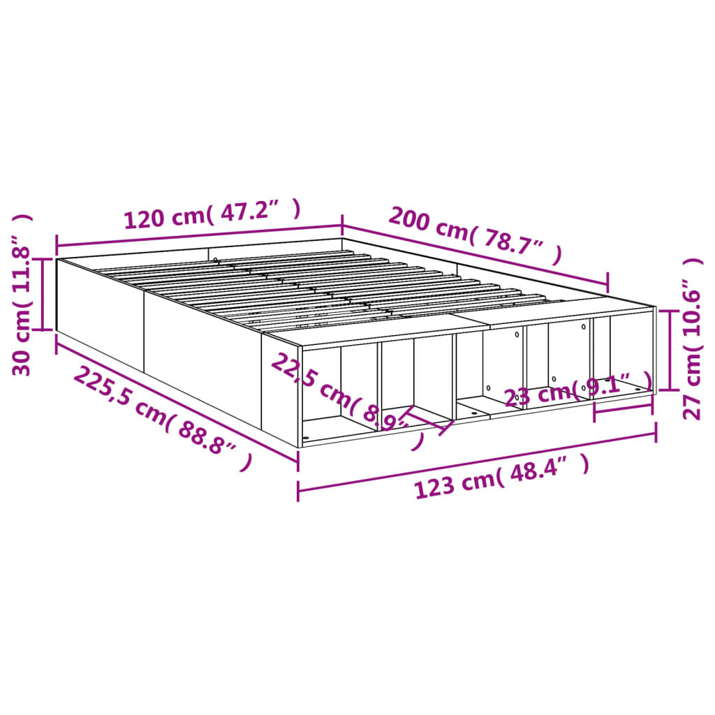 Bedframe bewerkt hout zwart 120x200 cm Bedden & bedframes | Creëer jouw Trendy Thuis | Gratis bezorgd & Retour | Trendy.nl