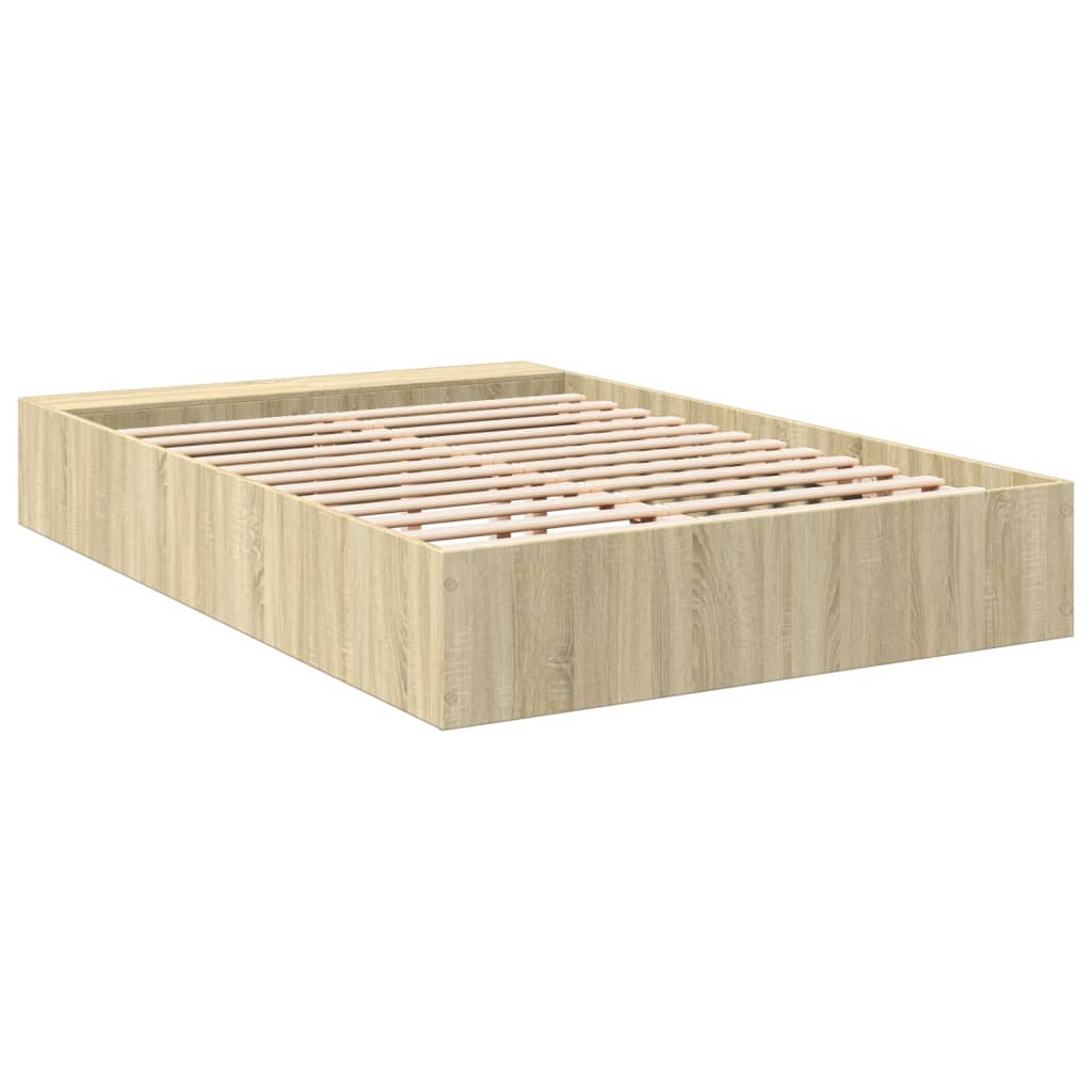 Bedframe bewerkt hout sonoma eikenkleurig 120x200 cm Bedden & bedframes | Creëer jouw Trendy Thuis | Gratis bezorgd & Retour | Trendy.nl