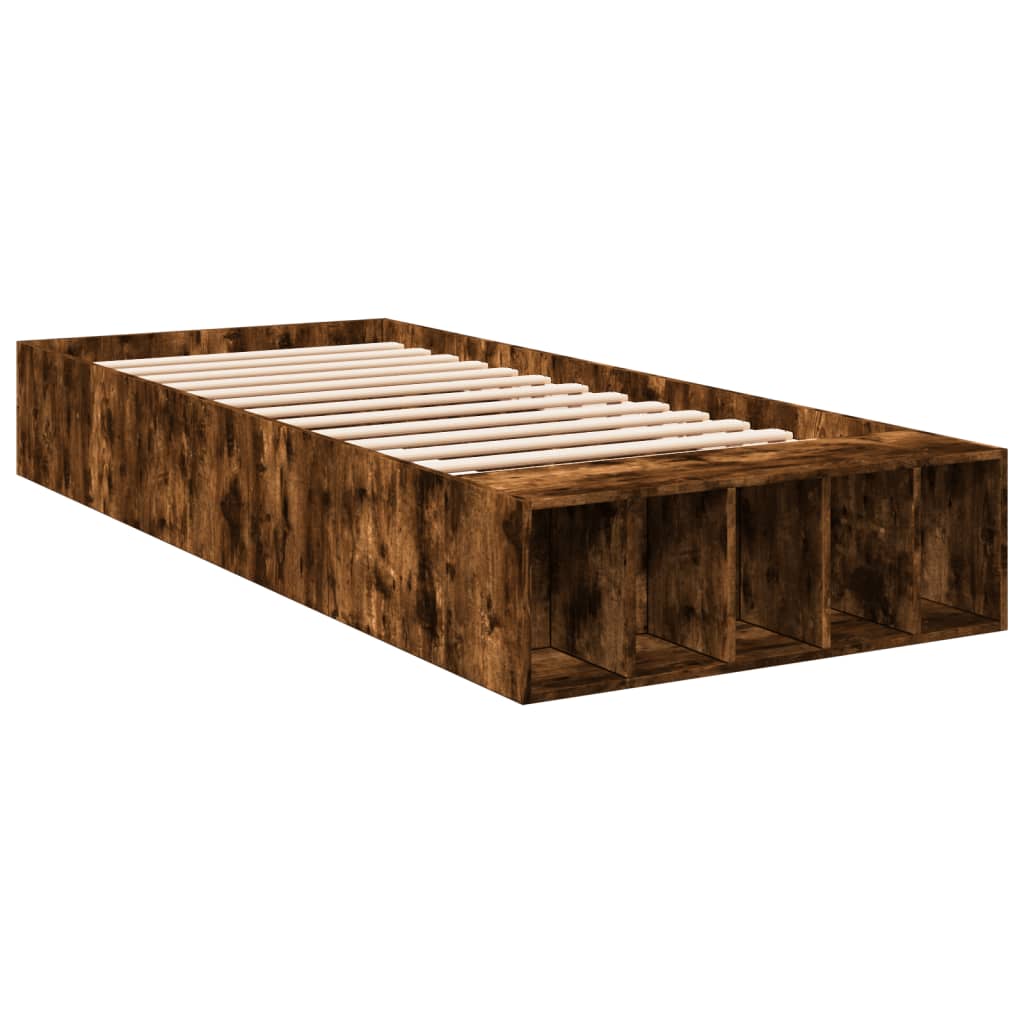 Bedframe bewerkt hout gerookt eikenkleurig 90x200 cm Bedden & bedframes | Creëer jouw Trendy Thuis | Gratis bezorgd & Retour | Trendy.nl