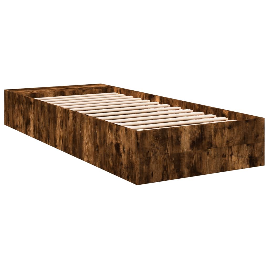 Bedframe bewerkt hout gerookt eikenkleurig 90x200 cm Bedden & bedframes | Creëer jouw Trendy Thuis | Gratis bezorgd & Retour | Trendy.nl