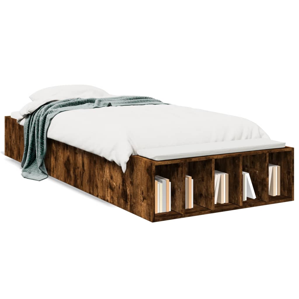 Bedframe bewerkt hout gerookt eikenkleurig 90x200 cm Bedden & bedframes | Creëer jouw Trendy Thuis | Gratis bezorgd & Retour | Trendy.nl