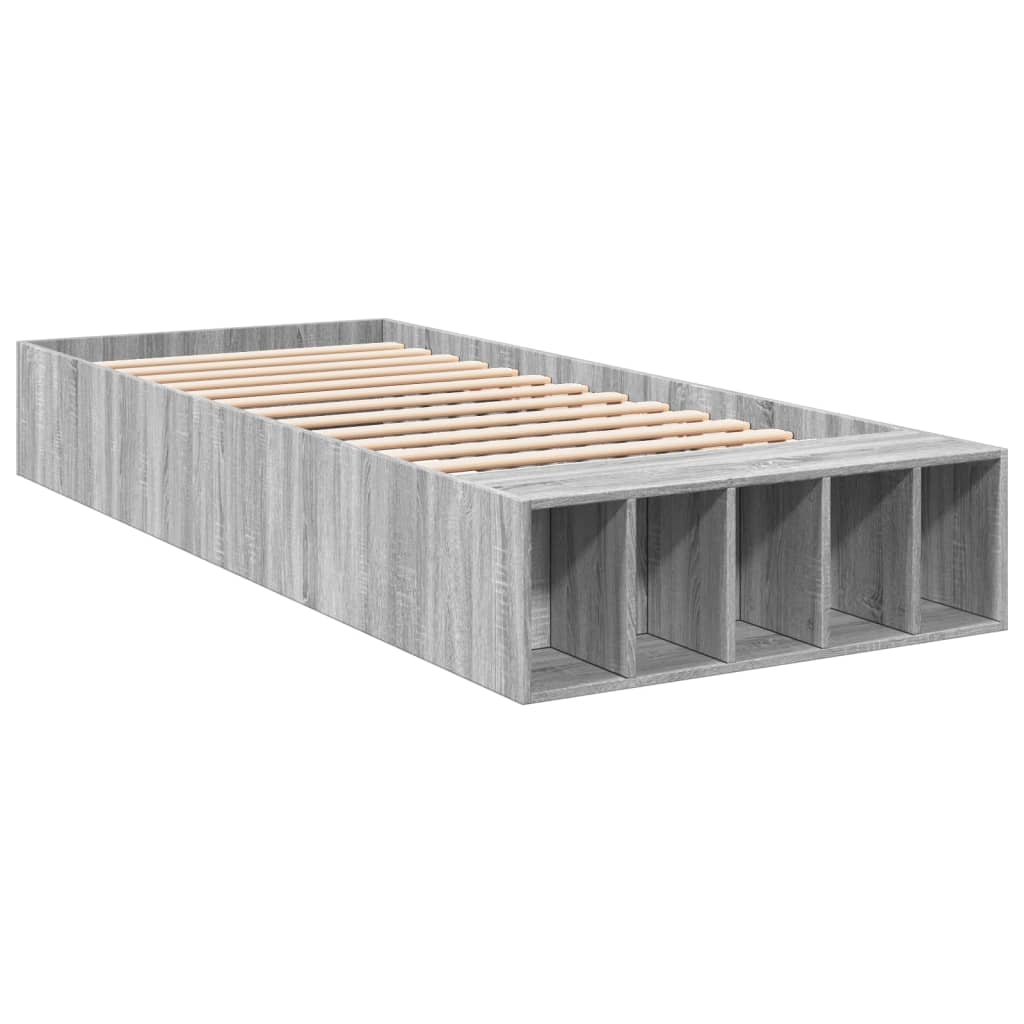 Bedframe bewerkt hout grijs sonoma eikenkleurig 90x200 cm Bedden & bedframes | Creëer jouw Trendy Thuis | Gratis bezorgd & Retour | Trendy.nl