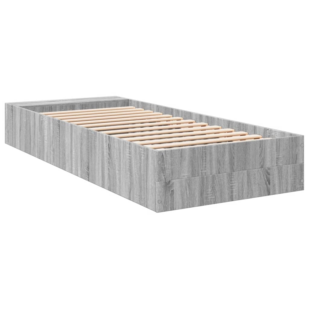 Bedframe bewerkt hout grijs sonoma eikenkleurig 90x200 cm Bedden & bedframes | Creëer jouw Trendy Thuis | Gratis bezorgd & Retour | Trendy.nl