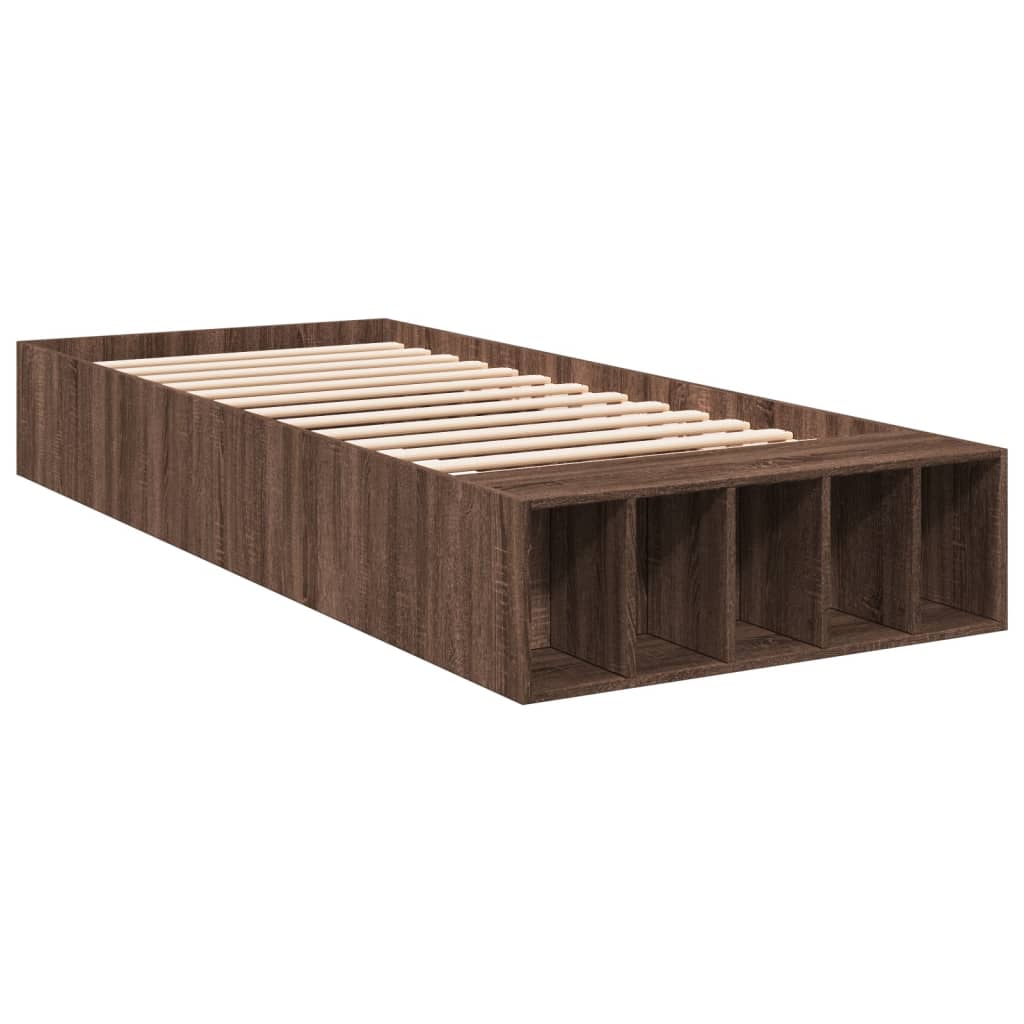 Bedframe bewerkt hout bruin eikenkleur 90x200 cm Bedden & bedframes | Creëer jouw Trendy Thuis | Gratis bezorgd & Retour | Trendy.nl