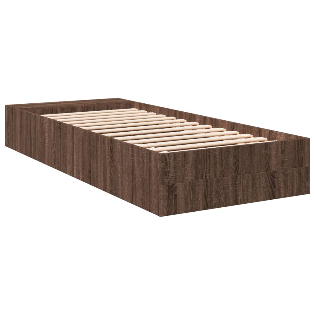 Bedframe bewerkt hout bruin eikenkleur 90x200 cm Bedden & bedframes | Creëer jouw Trendy Thuis | Gratis bezorgd & Retour | Trendy.nl