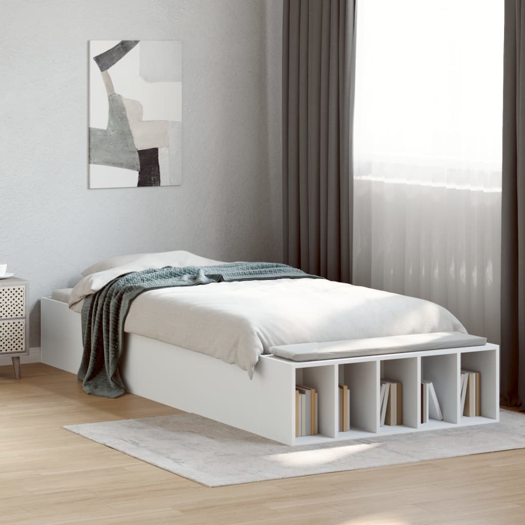 Bedframe bewerkt hout wit 90x190 cm Bedden & bedframes | Creëer jouw Trendy Thuis | Gratis bezorgd & Retour | Trendy.nl