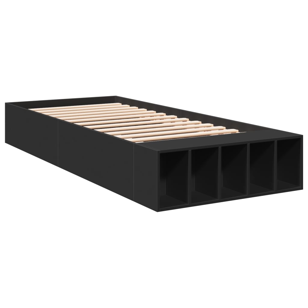 Bedframe bewerkt hout zwart 90x190 cm Bedden & bedframes | Creëer jouw Trendy Thuis | Gratis bezorgd & Retour | Trendy.nl