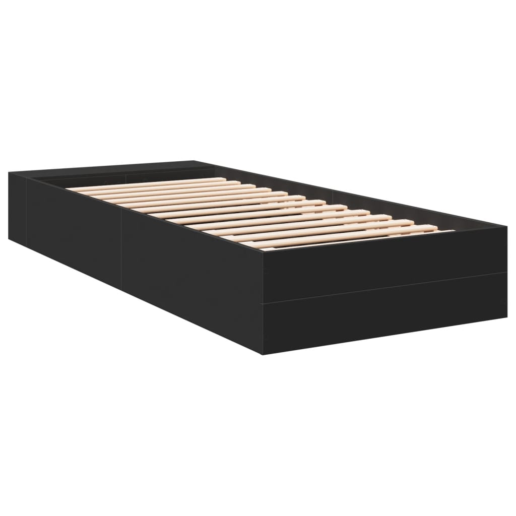 Bedframe bewerkt hout zwart 90x190 cm Bedden & bedframes | Creëer jouw Trendy Thuis | Gratis bezorgd & Retour | Trendy.nl