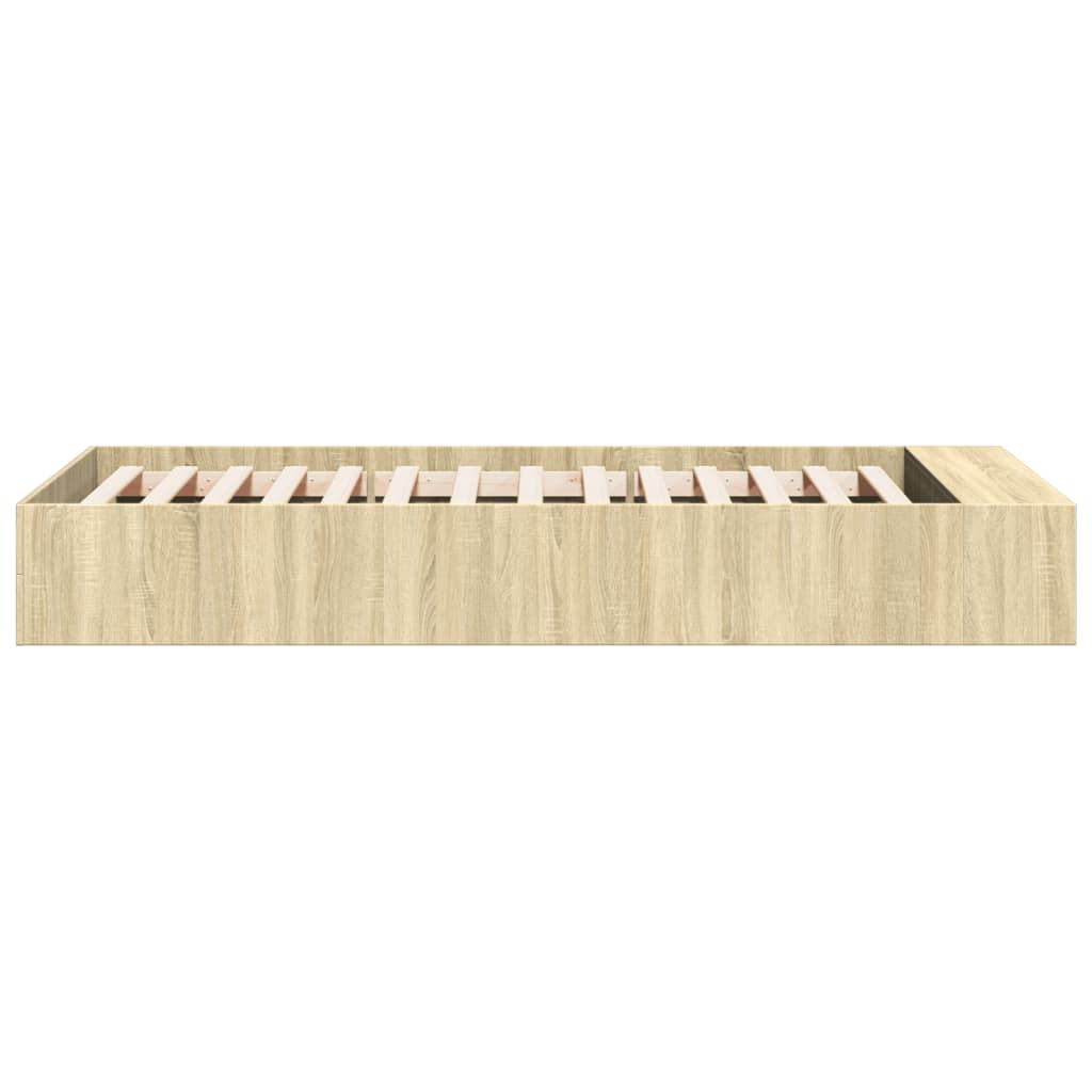 Bedframe bewerkt hout sonoma eikenkleurig 90x190 cm Bedden & bedframes | Creëer jouw Trendy Thuis | Gratis bezorgd & Retour | Trendy.nl