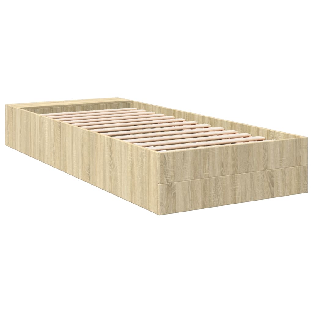 Bedframe bewerkt hout sonoma eikenkleurig 90x190 cm Bedden & bedframes | Creëer jouw Trendy Thuis | Gratis bezorgd & Retour | Trendy.nl