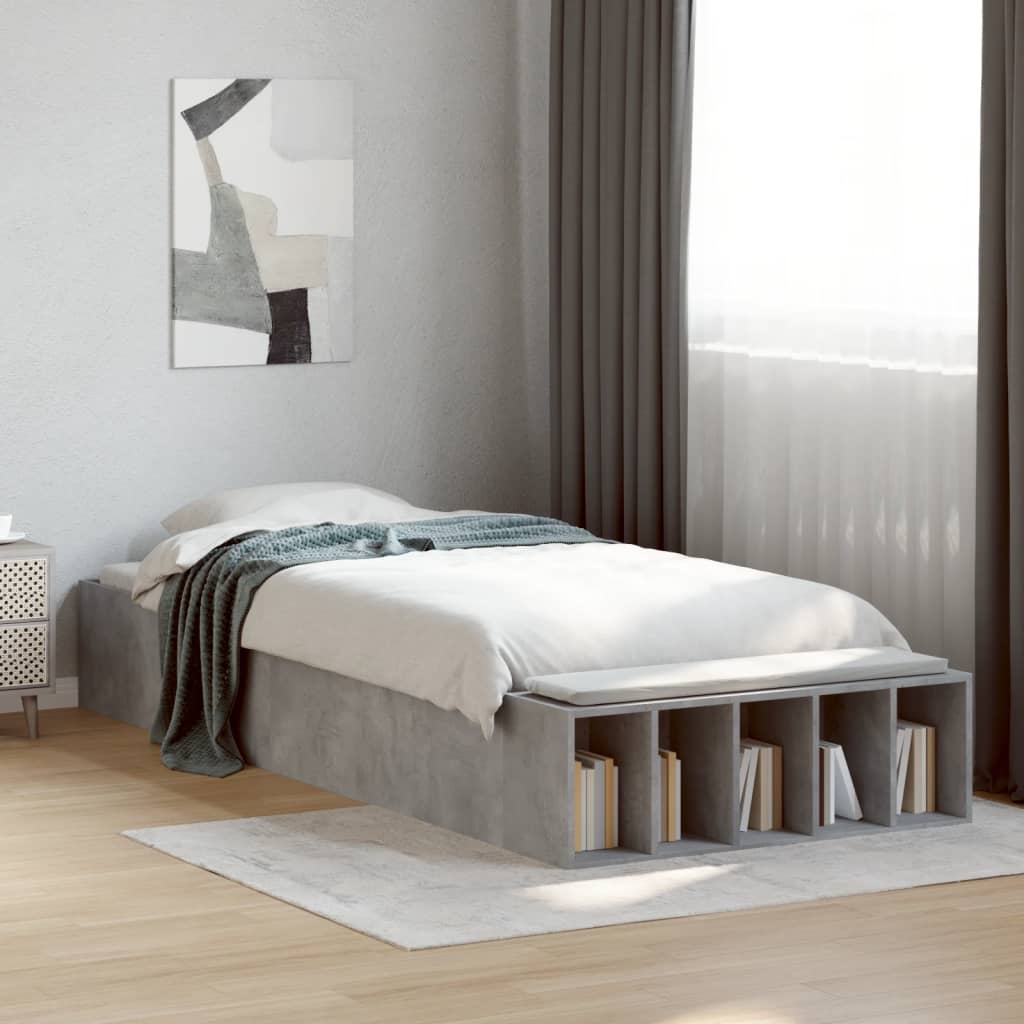 Bedframe bewerkt hout betongrijs 90x190 cm Bedden & bedframes | Creëer jouw Trendy Thuis | Gratis bezorgd & Retour | Trendy.nl