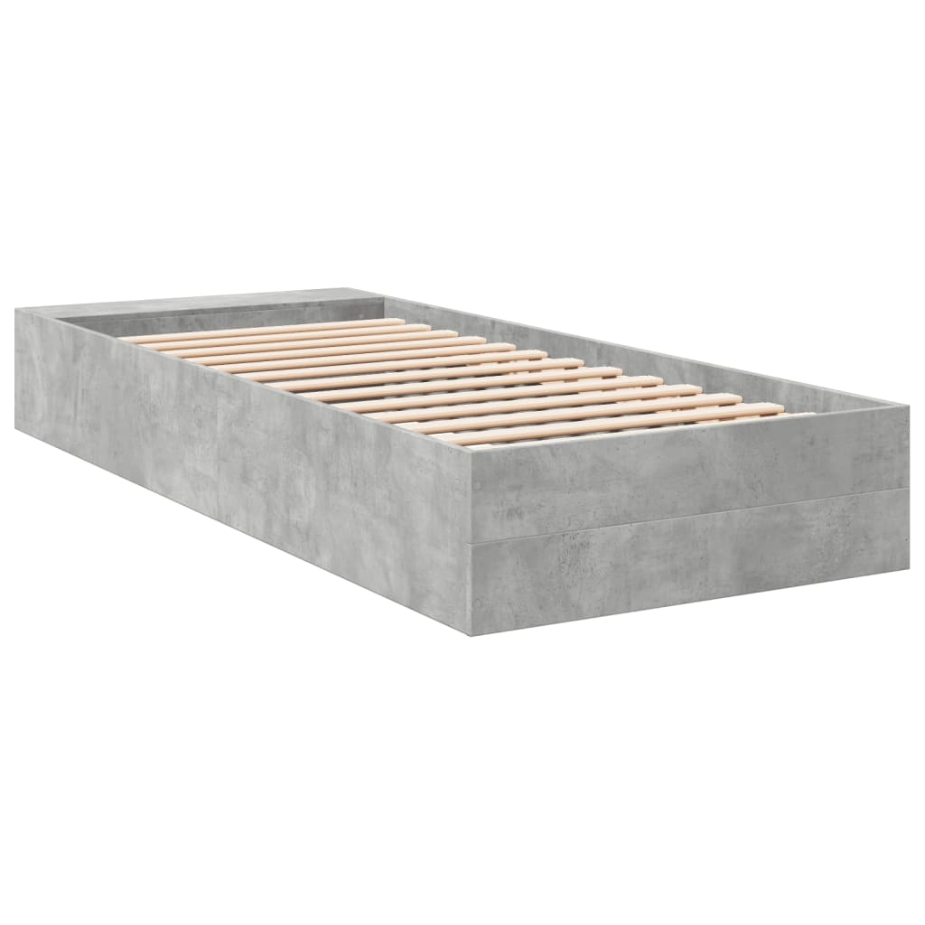 Bedframe bewerkt hout betongrijs 90x190 cm Bedden & bedframes | Creëer jouw Trendy Thuis | Gratis bezorgd & Retour | Trendy.nl