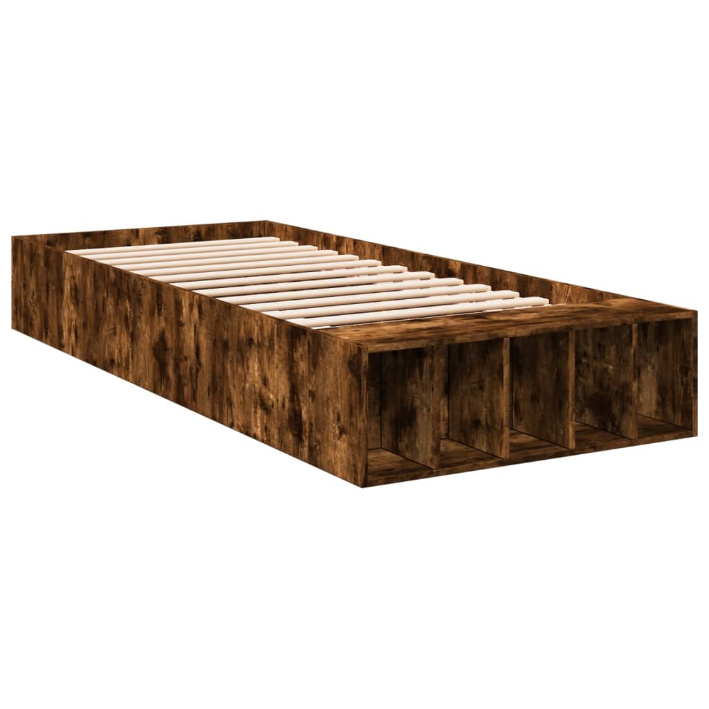 Bedframe bewerkt hout gerookt eikenkleurig 90x190 cm Bedden & bedframes | Creëer jouw Trendy Thuis | Gratis bezorgd & Retour | Trendy.nl