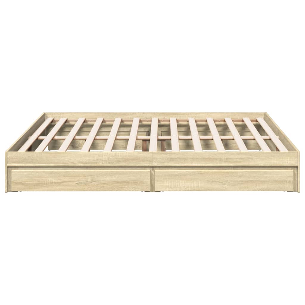 Bedframe met lades bewerkt hout sonoma eikenkleurig 180x200 cm Bedden & bedframes | Creëer jouw Trendy Thuis | Gratis bezorgd & Retour | Trendy.nl