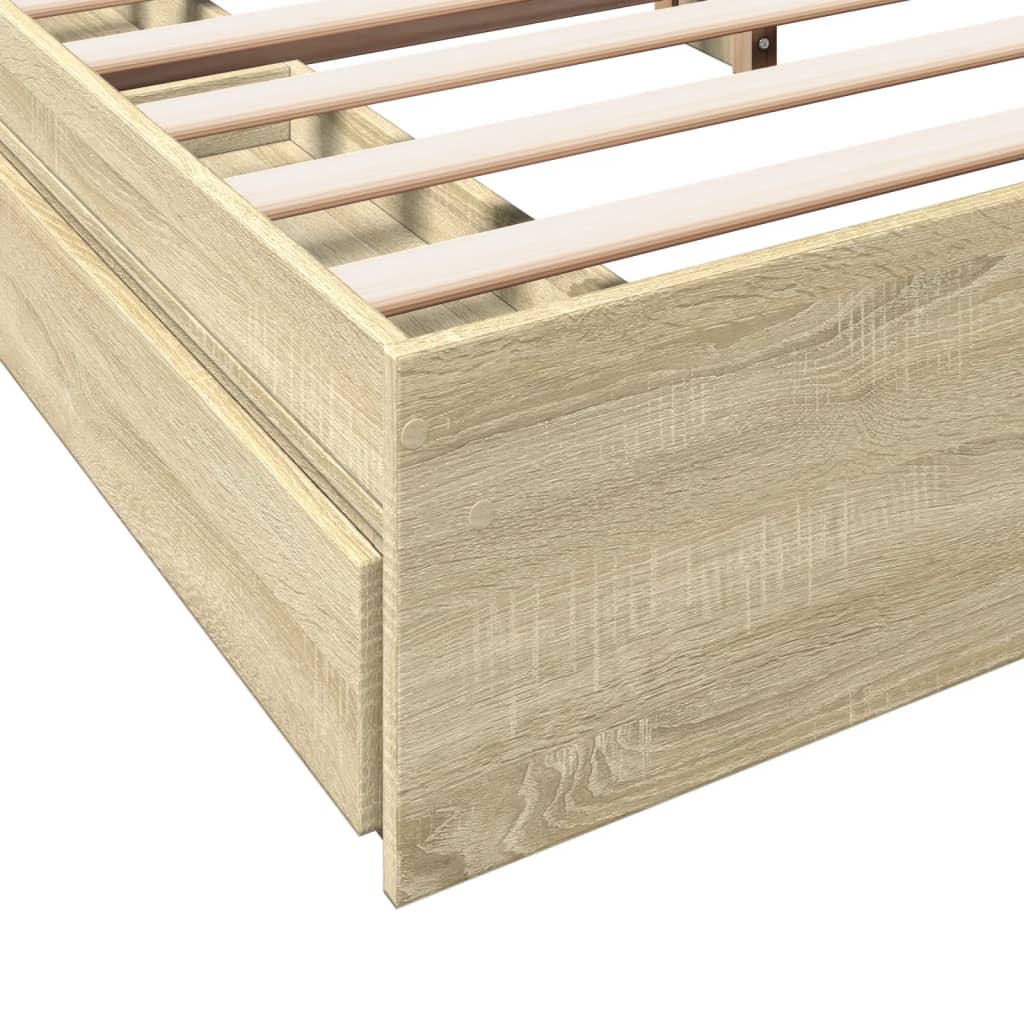 Bedframe met lades bewerkt hout sonoma eikenkleurig 180x200 cm Bedden & bedframes | Creëer jouw Trendy Thuis | Gratis bezorgd & Retour | Trendy.nl