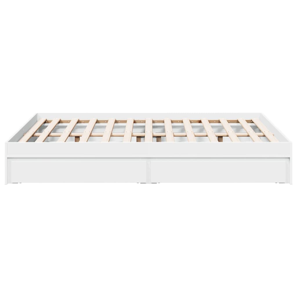 Bedframe met lades bewerkt hout wit 140x200 cm Bedden & bedframes | Creëer jouw Trendy Thuis | Gratis bezorgd & Retour | Trendy.nl